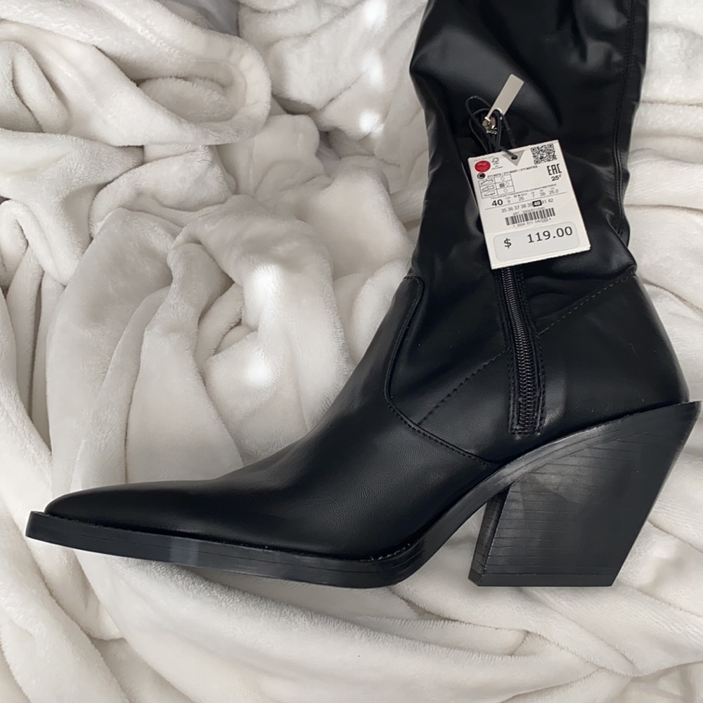 ZARA OVER-THE-KNEE BOOTS WITH COWBOY HEEL